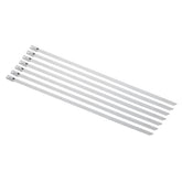 Custom Chrome 8" Stainless Steel Exhaust Strap Coated Metal Self-Locking Cable Zip Ties 8Pcs